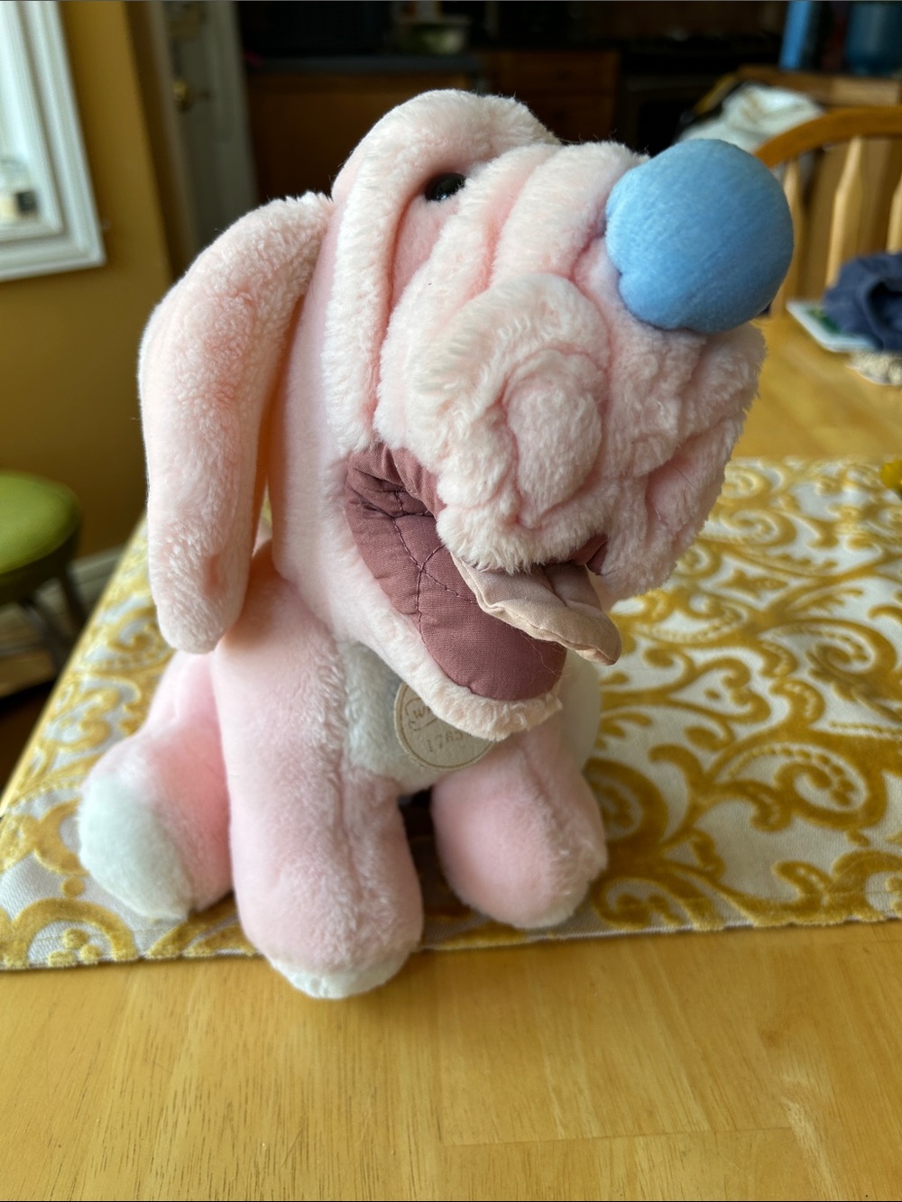 1984 Pink Wrinkles Plush Puppy with Tag Pendant